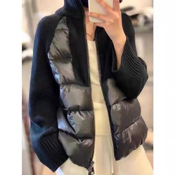 leather 2022 winter new down jacket women's sweater stitching jacket short casual warm cardigan, Black
leather 2022 winter new down jacket women's sweater stitching jacket short casual warm cardigan, Black