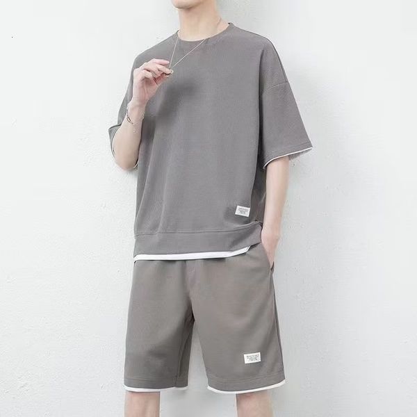 men's tracksuits waffle men's summer short sleeve and shorts two piece sets sports casual tracksuit men comfortable cool shorts ov, Gray
men's tracksuits waffle men's summer short sleeve and shorts two piece sets sports casual tracksuit men comfortable cool shorts ov, Gray