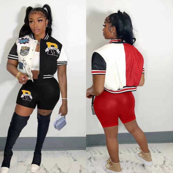 retail designer womens baseball tracksuits two piece shorts set letter printed bomber varsity jacket sports pants outfits plus size 3xl, Gray
retail designer womens baseball tracksuits two piece shorts set letter printed bomber varsity jacket sports pants outfits plus size 3xl, Gray