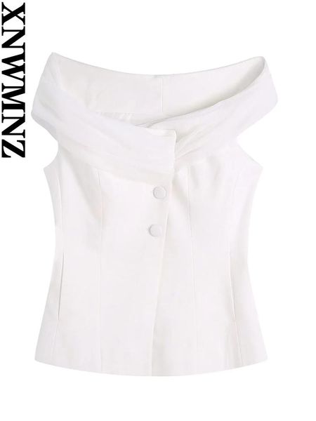tanks xnwmnz 2022 women fashion tulle splicing vest retro sleeveless slit front button female chic top, Black;white
tanks xnwmnz 2022 women fashion tulle splicing vest retro sleeveless slit front button female chic top, Black;white