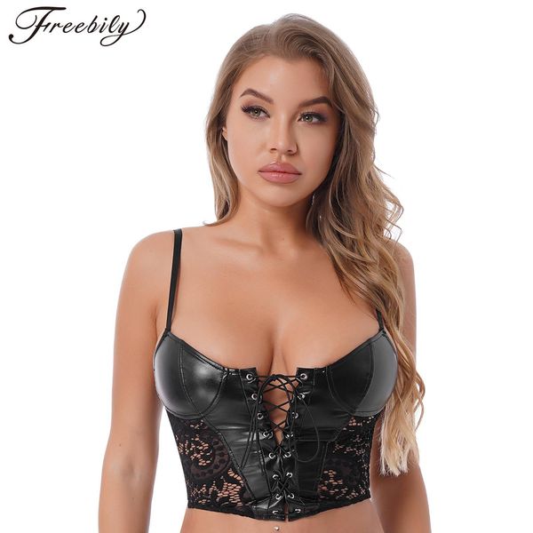 camis faux leather lace patchwork women tanks crop hollow out streetwear party club bustier laceup bandage corset, White
camis faux leather lace patchwork women tanks crop hollow out streetwear party club bustier laceup bandage corset, White
