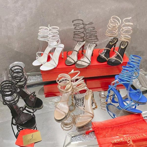 rene caovilla thenew sandals high heels dress shoes sandal luxury designer crystal ankle strap winding fashionable stiletto heel for womens, Black
rene caovilla thenew sandals high heels dress shoes sandal luxury designer crystal ankle strap winding fashionable stiletto heel for womens, Black