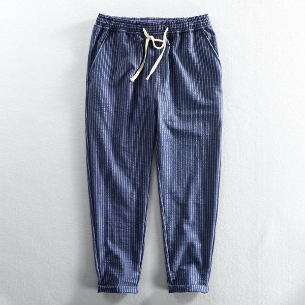 pants wuji men spring new fashion elastic waist striped simple casual japan style ankle length cotton pants tapered classical trousers, Black
pants wuji men spring new fashion elastic waist striped simple casual japan style ankle length cotton pants tapered classical trousers, Black