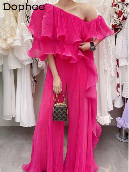 pants offshoulder irregular ruffled tshirt women wideleg pants suit 2022 summer new highend oversized pants twopiece sets, White
pants offshoulder irregular ruffled tshirt women wideleg pants suit 2022 summer new highend oversized pants twopiece sets, White