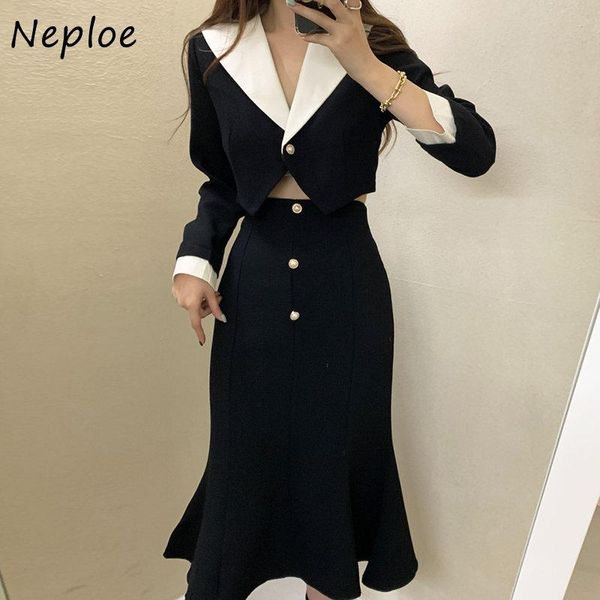 dress neploe turn down collar contrast color patchwork single button suit+high waist slim skirts outfits ol set women 2 pieces, White
dress neploe turn down collar contrast color patchwork single button suit+high waist slim skirts outfits ol set women 2 pieces, White