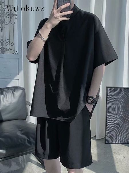 men's tracksuits mafokuwz ice silk suit men summer loose collar shirt shorts korean hong kong style student solid two piece sets mens c, Gray
men's tracksuits mafokuwz ice silk suit men summer loose collar shirt shorts korean hong kong style student solid two piece sets mens c, Gray