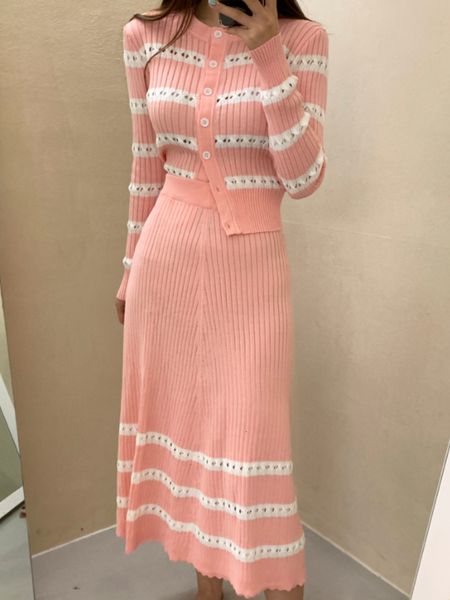 two piece dress striped knitted 2 piece set women sweater cardigan long skirt sets female office lady two piece suits korean fashion 230422, White
two piece dress striped knitted 2 piece set women sweater cardigan long skirt sets female office lady two piece suits korean fashion 230422, White