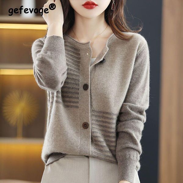 sweaters 2022 fall winter vintage elegant simple striped soft knitted sweater women casual loose o neck long sleeve button coat cardigan, White;black
sweaters 2022 fall winter vintage elegant simple striped soft knitted sweater women casual loose o neck long sleeve button coat cardigan, White;black