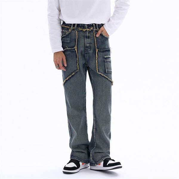 distressed pockets washed straight men's jeans pants ripped loose casual denim trousers hip hop267p, Black;brown
distressed pockets washed straight men's jeans pants ripped loose casual denim trousers hip hop267p, Black;brown