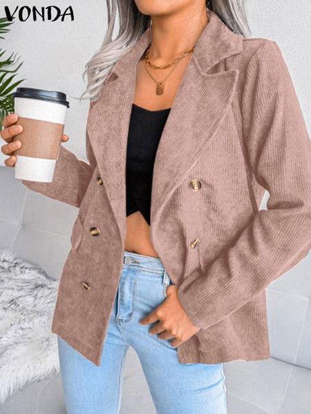 pants vonda fashion women fashion lapel button coats corduroy blazer suit outerwear long sleeve office coat female blazer oversized, White 
pants vonda fashion women fashion lapel button coats corduroy blazer suit outerwear long sleeve office coat female blazer oversized, White