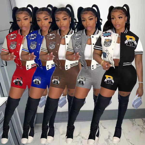 summer designer womens baseball tracksuits two piece shorts set letter printed bomber varsity jacket sports pants outfits plus size 3xl, Gray
summer designer womens baseball tracksuits two piece shorts set letter printed bomber varsity jacket sports pants outfits plus size 3xl, Gray