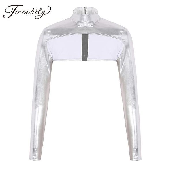 t-shirt shiny metallic turtleneck crop women autumn 2019 cropped winter long sleeve back zip up form fitting shrugs shirt, White
t-shirt shiny metallic turtleneck crop women autumn 2019 cropped winter long sleeve back zip up form fitting shrugs shirt, White