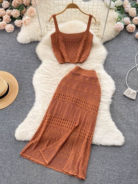 two piece dress summer women elegant casual knitted skirt suit hollow out sleeveless tank slim midi saya two piece set female outfits 23042, White
two piece dress summer women elegant casual knitted skirt suit hollow out sleeveless tank slim midi saya two piece set female outfits 23042, White
