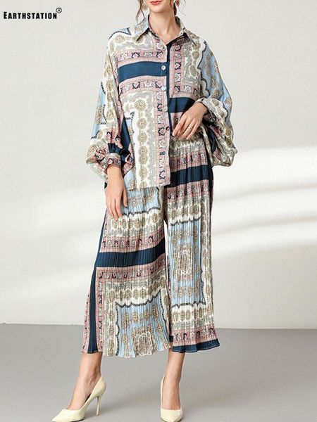 pants multicolor retro geometric print loose twopiece shirt set ladies spring new style + elastic waist draping wide leg pants set, White
pants multicolor retro geometric print loose twopiece shirt set ladies spring new style + elastic waist draping wide leg pants set, White