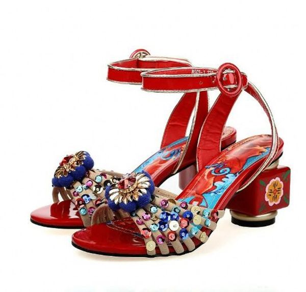 red print flower wedding bridal dress shoes lady sandals fashion open toe summer women gladiators shoes big size 35-42, Black
red print flower wedding bridal dress shoes lady sandals fashion open toe summer women gladiators shoes big size 35-42, Black