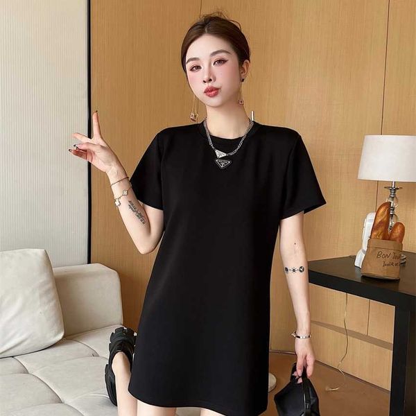 family summer new fashion classic triangle decoration casual simple versatile short sleeve dress, Black;gray
family summer new fashion classic triangle decoration casual simple versatile short sleeve dress, Black;gray