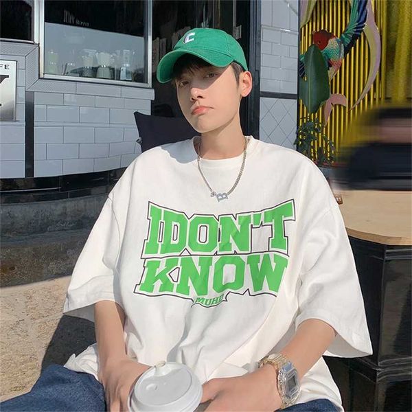 american fashion short sleeve men's summer street ins raspy handsome large loose oversize t-shirt, White;black
american fashion short sleeve men's summer street ins raspy handsome large loose oversize t-shirt, White;black