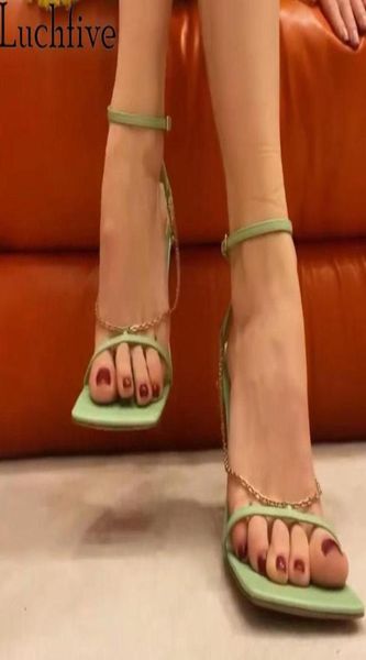 square toe one word strap high heel sandals women thin metal chain design ankle buckle 2021 summer new party shoes mujer6975799, Black
square toe one word strap high heel sandals women thin metal chain design ankle buckle 2021 summer new party shoes mujer6975799, Black