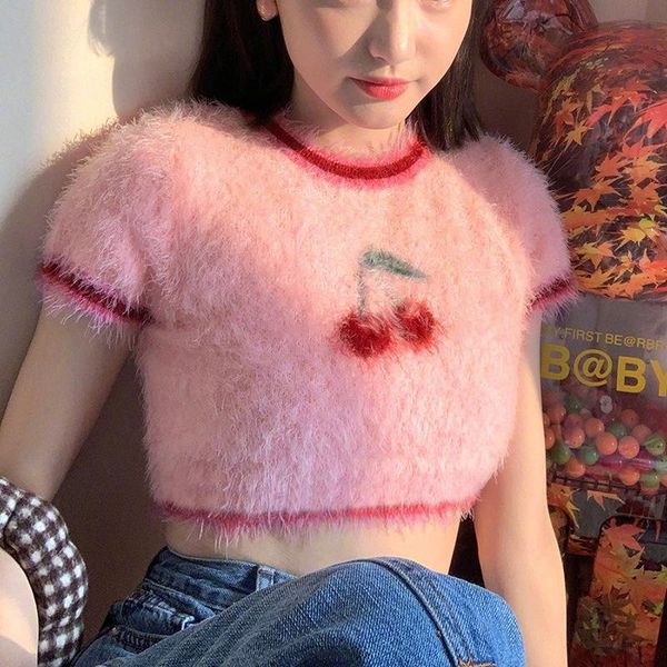 t-shirt knitted cherry sweater tshirt sweet fashion new fashion women crop pink short sleeve shirt lady fuzzy pullover tube tee, White
t-shirt knitted cherry sweater tshirt sweet fashion new fashion women crop pink short sleeve shirt lady fuzzy pullover tube tee, White