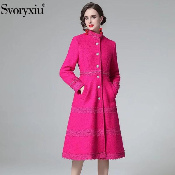fur svoryxiu fashion woman winter fuchsia cyan kneelength overcoat coat oneck lace single breasted straight solid long overcoat, Black
fur svoryxiu fashion woman winter fuchsia cyan kneelength overcoat coat oneck lace single breasted straight solid long overcoat, Black