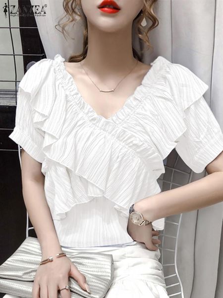 t-shirt oversized women ruffles zanzea elegant summer short sleeve blusa casual holiday camisas loose tunic bohemian solid blusas, White
t-shirt oversized women ruffles zanzea elegant summer short sleeve blusa casual holiday camisas loose tunic bohemian solid blusas, White