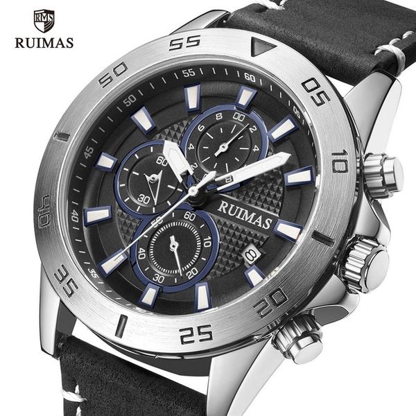 ruimas casual watches men luxury black leather strap wristwatch military sports chronograph quartz watch man relogios clock 572276u, Slivery;brown
ruimas casual watches men luxury black leather strap wristwatch military sports chronograph quartz watch man relogios clock 572276u, Slivery;brown