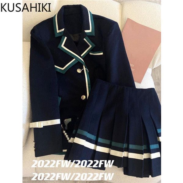 dress kusahiki korean preppy style 2piece sets womens outifits hit color striped notched collar coat + high waist aline skirt suits, White
dress kusahiki korean preppy style 2piece sets womens outifits hit color striped notched collar coat + high waist aline skirt suits, White