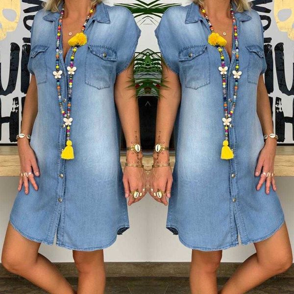 02 open dress chest pocket clinch short sleeve lapel casual large size denim long, Black;gray
02 open dress chest pocket clinch short sleeve lapel casual large size denim long, Black;gray