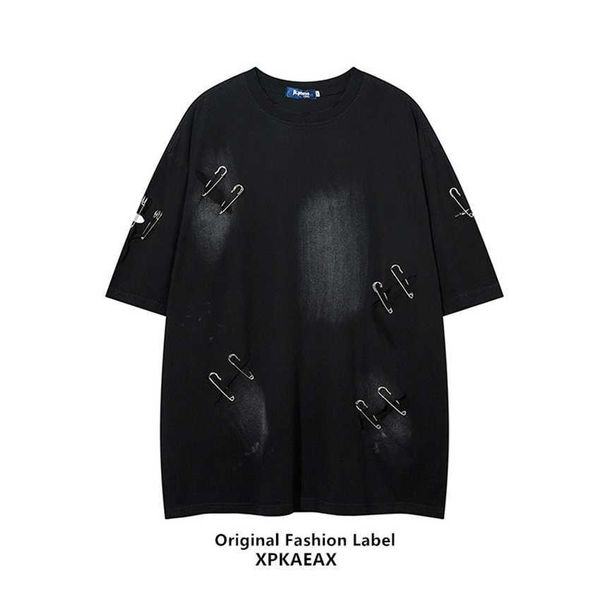 hip hop trendy niche design sense pin short men and women's ins couple street punctured half sleeved t-shirt, White;black
hip hop trendy niche design sense pin short men and women's ins couple street punctured half sleeved t-shirt, White;black