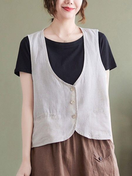 vests women cotton linen casual vests jackets new arrival summer vintage vneck solid color loose female elegant sleeveless vest coats, Black;white
vests women cotton linen casual vests jackets new arrival summer vintage vneck solid color loose female elegant sleeveless vest coats, Black;white