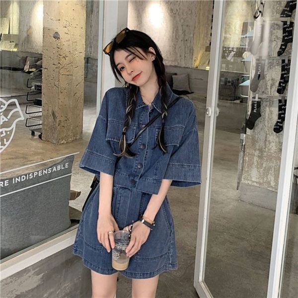women's tracksuits vintage matching sets turn down collar three quarter sleeve high waist pockets shorts solid color summer denim two p, Gray
women's tracksuits vintage matching sets turn down collar three quarter sleeve high waist pockets shorts solid color summer denim two p, Gray