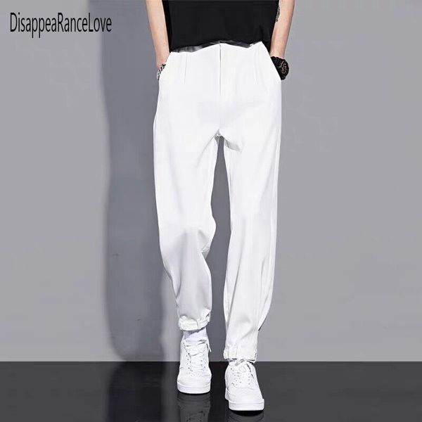 pants fashion men casual pants elastic waist small feet slim korean style pleated tapered male blazer pants trousers streetwear, Black
pants fashion men casual pants elastic waist small feet slim korean style pleated tapered male blazer pants trousers streetwear, Black