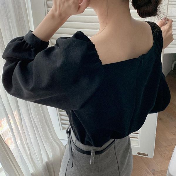 t-shirt new korean style vintage blouse women petal collar long sleeve black shirt clavicle ladies elegant blusas mujer 13101, White
t-shirt new korean style vintage blouse women petal collar long sleeve black shirt clavicle ladies elegant blusas mujer 13101, White