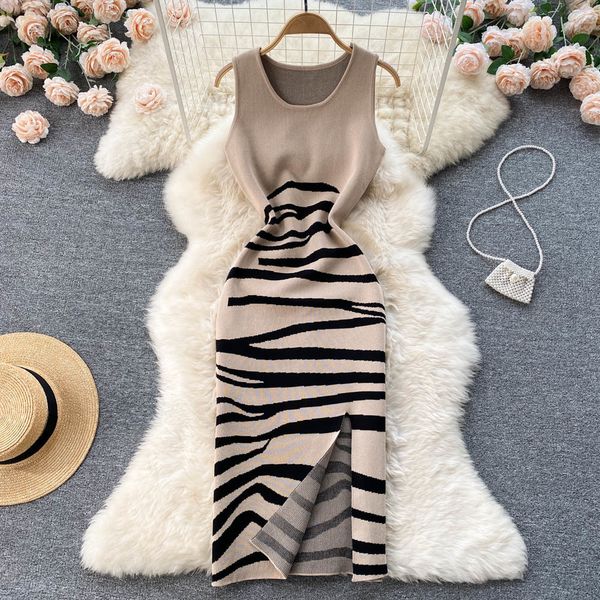 casual dresses stripe knit sleeveless split dress chic vintage korean fashion beach vacation dress women casual slim pencil vestidos 230421, Black;gray
casual dresses stripe knit sleeveless split dress chic vintage korean fashion beach vacation dress women casual slim pencil vestidos 230421, Black;gray