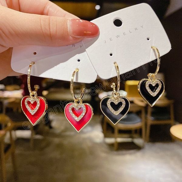 black goth heart dangle earrings for women trendy rhinestone party wedding fashion jewelry gift pendientes mujer, Silver
black goth heart dangle earrings for women trendy rhinestone party wedding fashion jewelry gift pendientes mujer, Silver