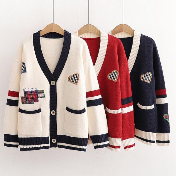 sweaters women knitted cardigan sweater loose applique long sleeve lazy style 2021 korean loose v neck pocket sweater cardigan coat, White;black
sweaters women knitted cardigan sweater loose applique long sleeve lazy style 2021 korean loose v neck pocket sweater cardigan coat, White;black