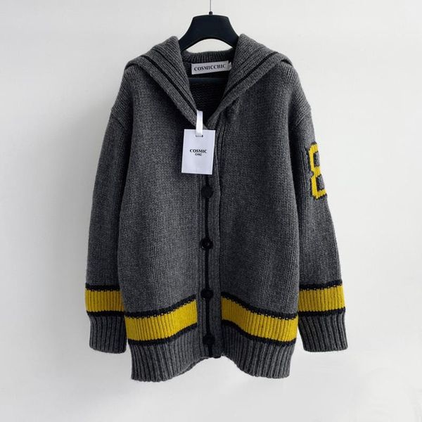 sweaters autumn runway knit gray sailor collar cardigans women fashion wool cashmere long sleeve loose sweater chic coat top, White;black
sweaters autumn runway knit gray sailor collar cardigans women fashion wool cashmere long sleeve loose sweater chic coat top, White;black