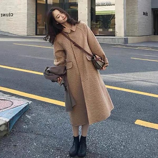 fur 2022 autumn winter women's new hepburn style houndstooth doublesided tweed korean version cashmere coat midlength woolen coat, Black
fur 2022 autumn winter women's new hepburn style houndstooth doublesided tweed korean version cashmere coat midlength woolen coat, Black