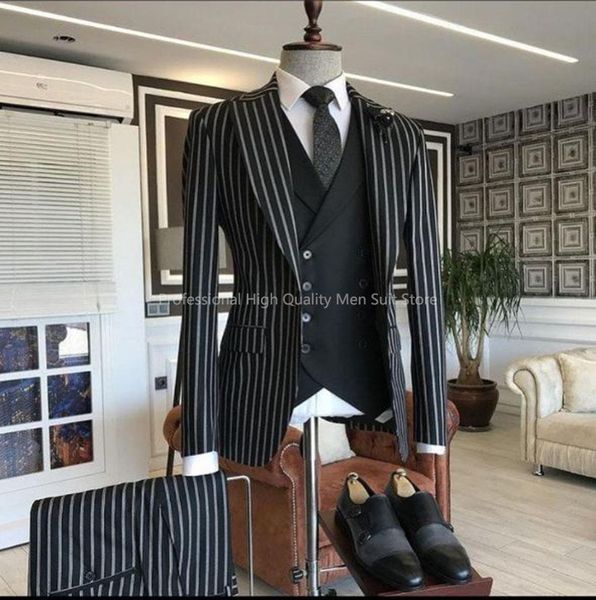 blazers new tailor made black/blue 3 pinstripes groom tuxedo men suits 3 pieces slim fit wedding prom blazer trousers(jacket+pants+vest), White;black
blazers new tailor made black/blue 3 pinstripes groom tuxedo men suits 3 pieces slim fit wedding prom blazer trousers(jacket+pants+vest), White;black