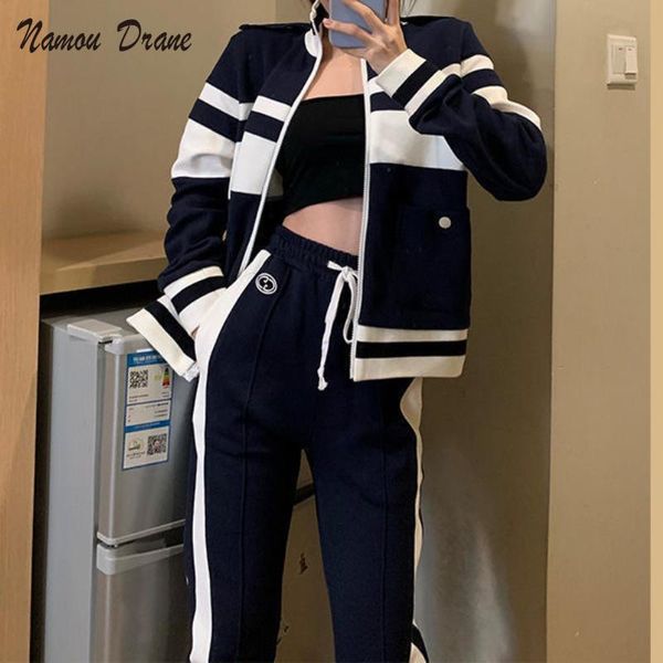 pants namou drane casual fashion sports suit 2021new female spring and autumn retro college style short sweater coat pants 2piece set, White
pants namou drane casual fashion sports suit 2021new female spring and autumn retro college style short sweater coat pants 2piece set, White