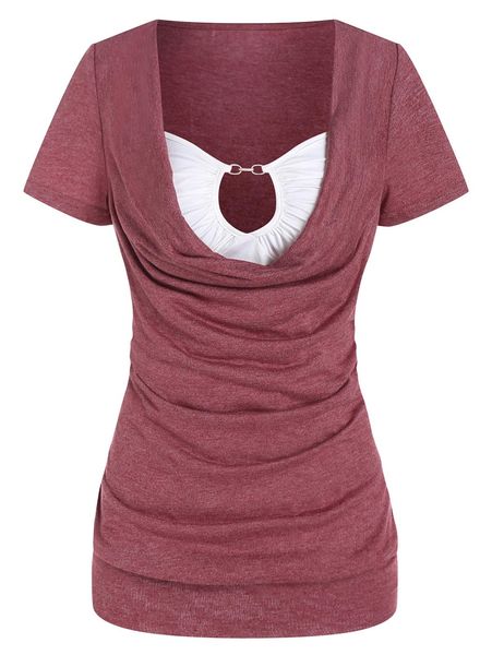 t-shirt cowl neck keyhole ruched short sleeve t shirt summer patchwork woman casual tshirts, White
t-shirt cowl neck keyhole ruched short sleeve t shirt summer patchwork woman casual tshirts, White