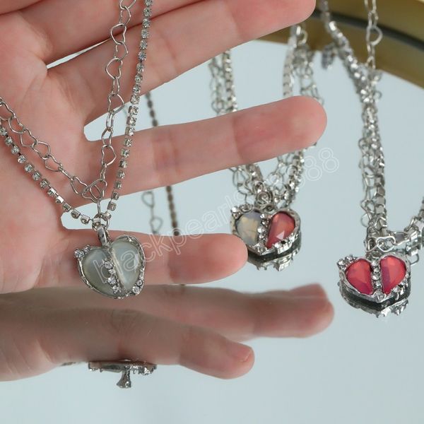divided heart pendant necklace for women girl pink crystal sweet cool clavicle chain necklaces fashion jewelry gifts, Silver
divided heart pendant necklace for women girl pink crystal sweet cool clavicle chain necklaces fashion jewelry gifts, Silver