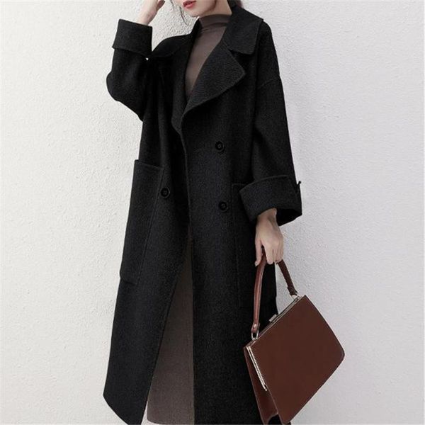fur highend cashmere woolen coat women's autumn winter thick solid color lapel long overcoat temperament fashion commuting female, Black
fur highend cashmere woolen coat women's autumn winter thick solid color lapel long overcoat temperament fashion commuting female, Black