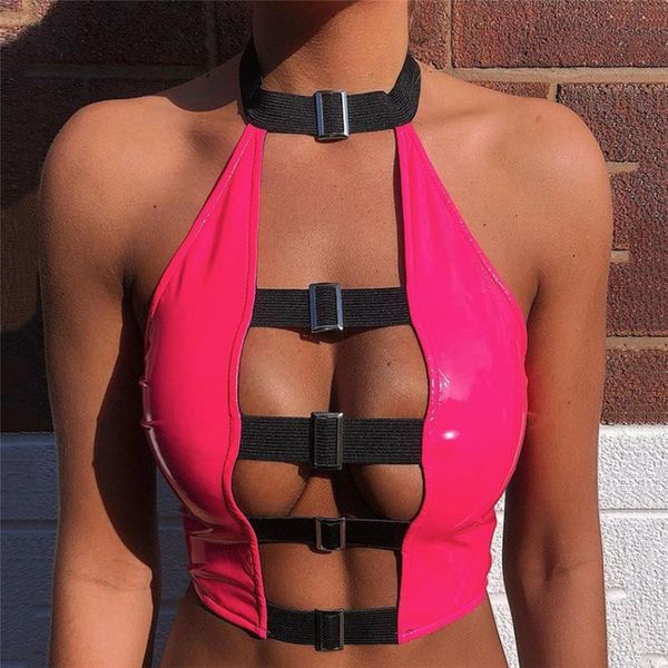tanks pu leather buckle crop women club wear rave outfit festival clothing backless halter tank spring summer, Black;white
tanks pu leather buckle crop women club wear rave outfit festival clothing backless halter tank spring summer, Black;white