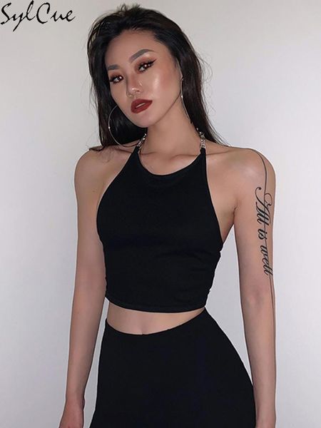 tanks sylcue chain thin comfortable elastic sleeveless versatile simple slim casual solid color women's vest short top, Black;white
tanks sylcue chain thin comfortable elastic sleeveless versatile simple slim casual solid color women's vest short top, Black;white