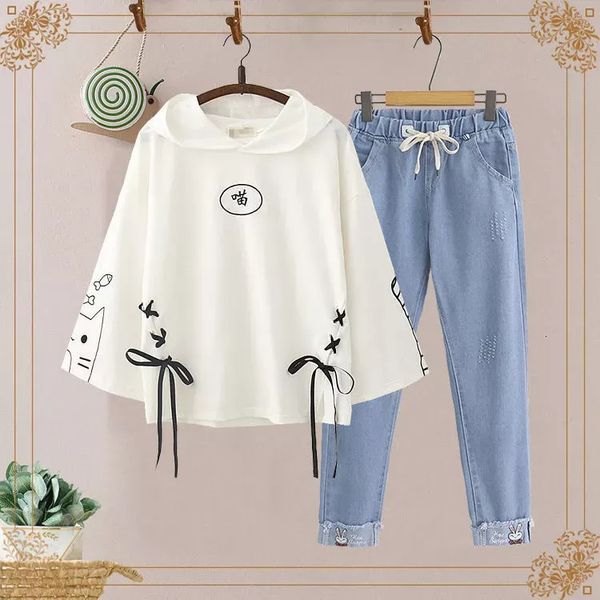 women's tracksuits 2023 students spring and summer women's suit japanese girl hoodie jeans casual twopiece harajuku embroidery y2k, Gray
women's tracksuits 2023 students spring and summer women's suit japanese girl hoodie jeans casual twopiece harajuku embroidery y2k, Gray