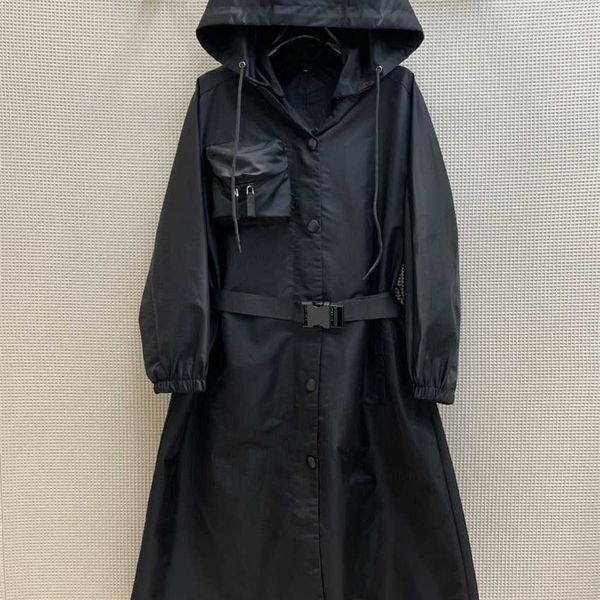 spring home popularity nylon series solid pocket hooded long trench coat women's fashion, Black
spring home popularity nylon series solid pocket hooded long trench coat women's fashion, Black