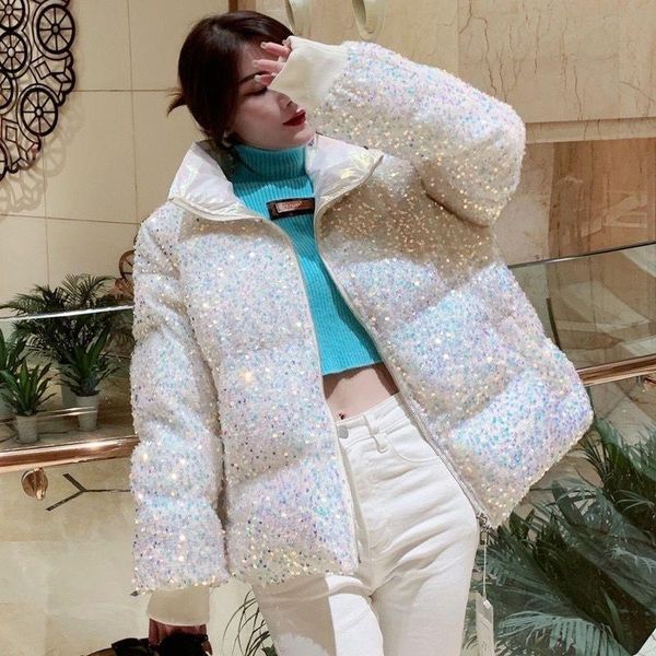 leather fashion sequins cotton jacket zip coats jackets 2021 autumn winter women warm reflective outwear parka coat short style, Black
leather fashion sequins cotton jacket zip coats jackets 2021 autumn winter women warm reflective outwear parka coat short style, Black