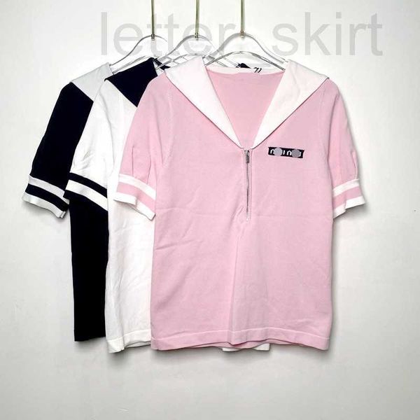 women's knits & tees designer early spring new fashionable letter embroidery jacquard contrast navy collar half zip knitted fresh acade, White
women's knits & tees designer early spring new fashionable letter embroidery jacquard contrast navy collar half zip knitted fresh acade, White
