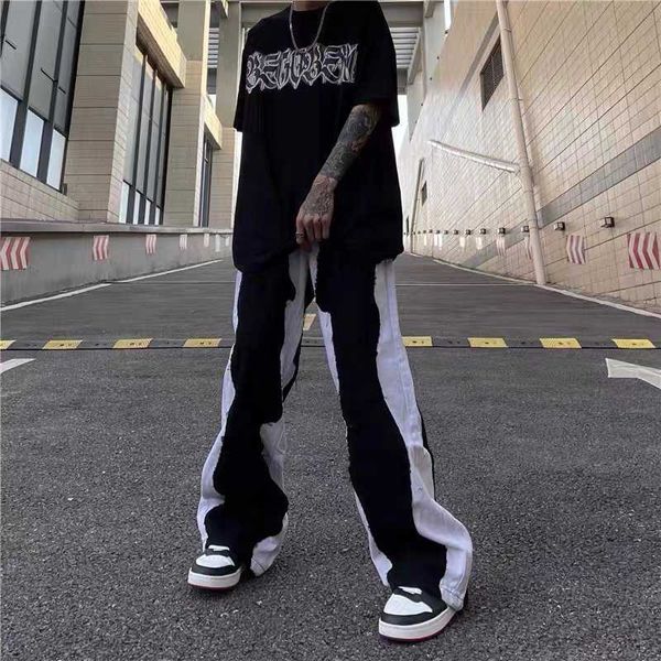 men's pants 2022 new fashion patchwork baggy men grunge wide jeans pants y2k cloes hip hop women straight denim trousers pantalon homme, Black
men's pants 2022 new fashion patchwork baggy men grunge wide jeans pants y2k cloes hip hop women straight denim trousers pantalon homme, Black